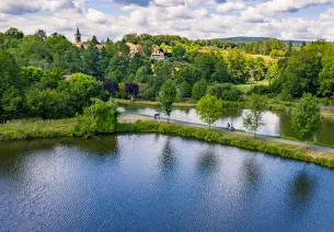 Vue aérienne de La Voie Bleue vers Charmes